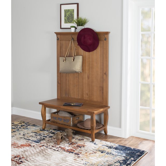 Linon Santa Fe Hall Tree with Four Hooks, Antique Brown Finish ...