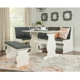 thumbnail image 1 of Linon Sasha Wood Corner Dining Breakfast Nook with Table, Cushions, Seats 5-6, White Wood with Charcoal Cushions, 1 of 20