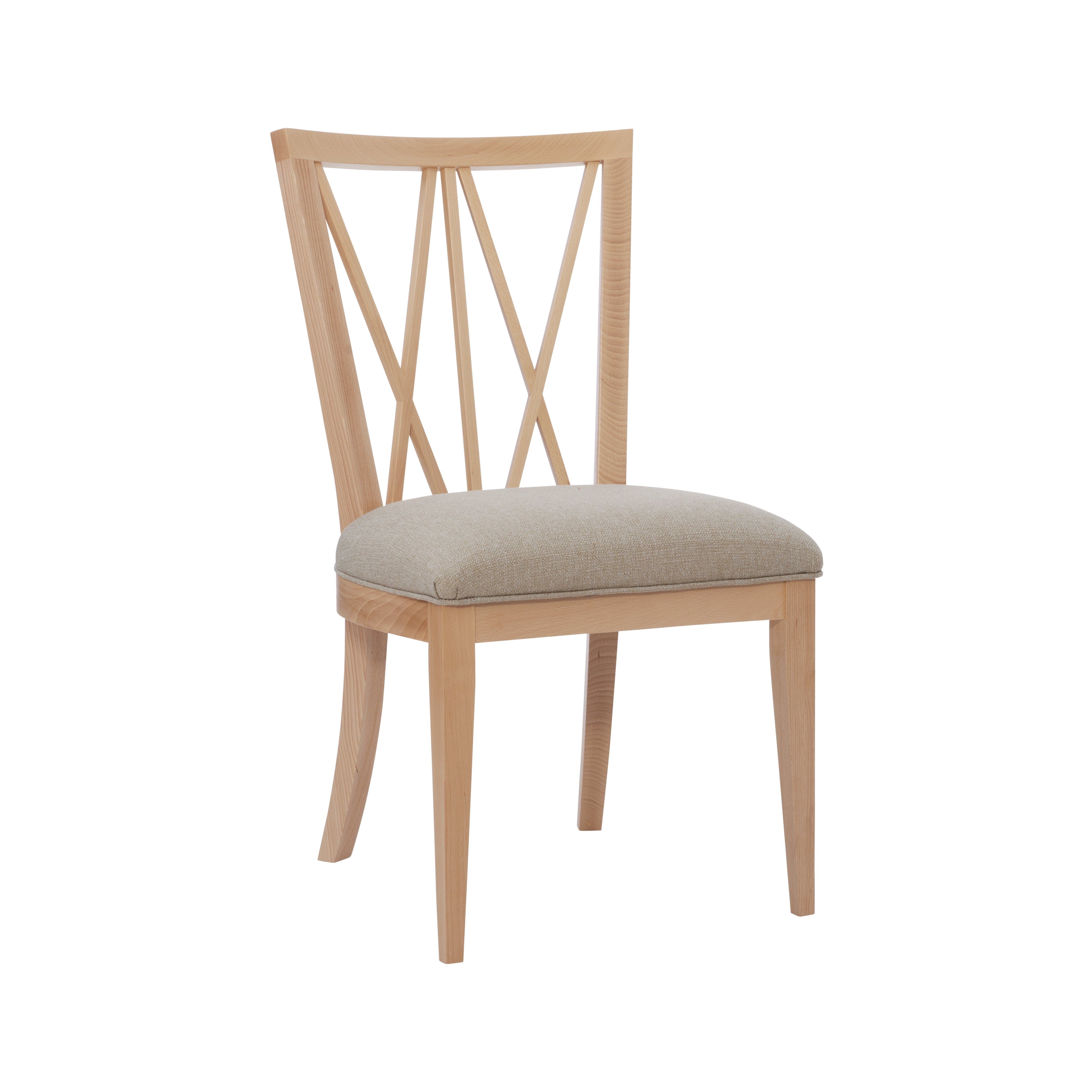 Linon Saxon Wood Dining Side Accent Chair, Set of 2, Natural with Beige Fabric