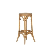 Linon Seannie 30" Round Backless Barstool, Brown/Natural Rattan