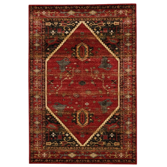 Linon Home Décor Serape Area Rug Collection, Red and Black, 3' x 5'