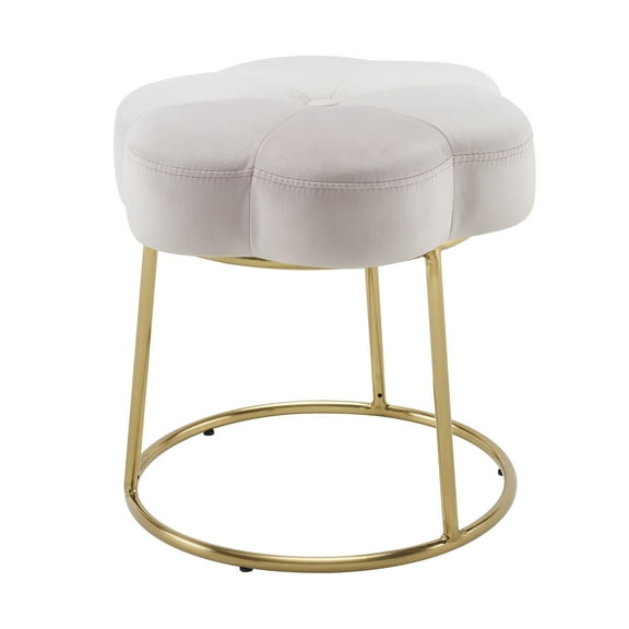 Linon Seraphina Vanity Stool, 17.75" Seat Height, Gold Finish with Light pink Velvet Fabric