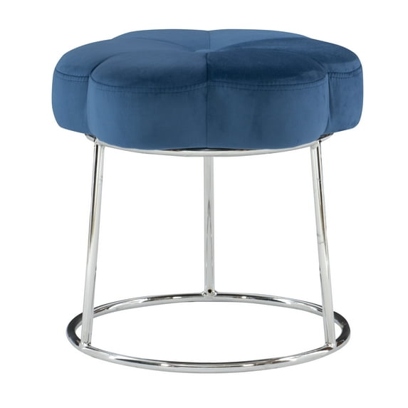 Linon Seraphina Accent Vanity Stool, Navy Blue