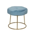 thumbnail image 1 of Linon Seraphina Vanity Stool, 17.75" Seat Height, gold Finish with Light Blue Velvet Fabric, 1 of 18