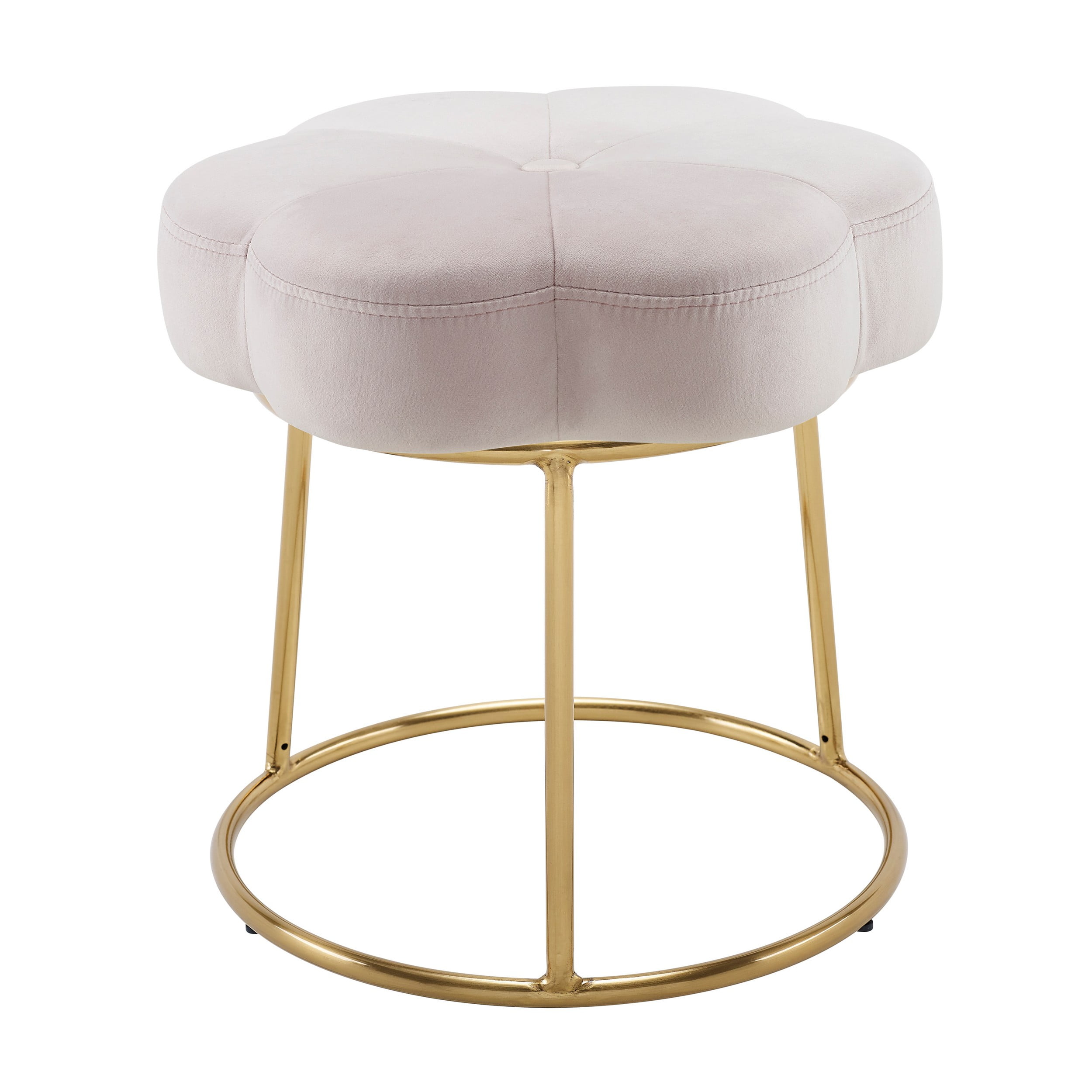 Boho Chic Light Pink Velvet Vanity Stool with Gold Base