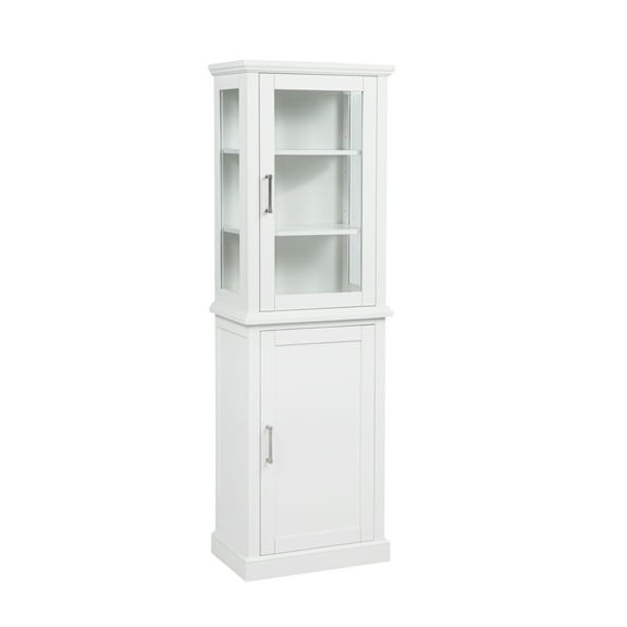 Linon Serenity Tall Two Door Bathroom Cabinet with Shelves, White