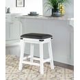 thumbnail image 1 of Linon Serrano 24" Wood Backless Gray Faux Leather Counter Stool in Off White, 1 of 9