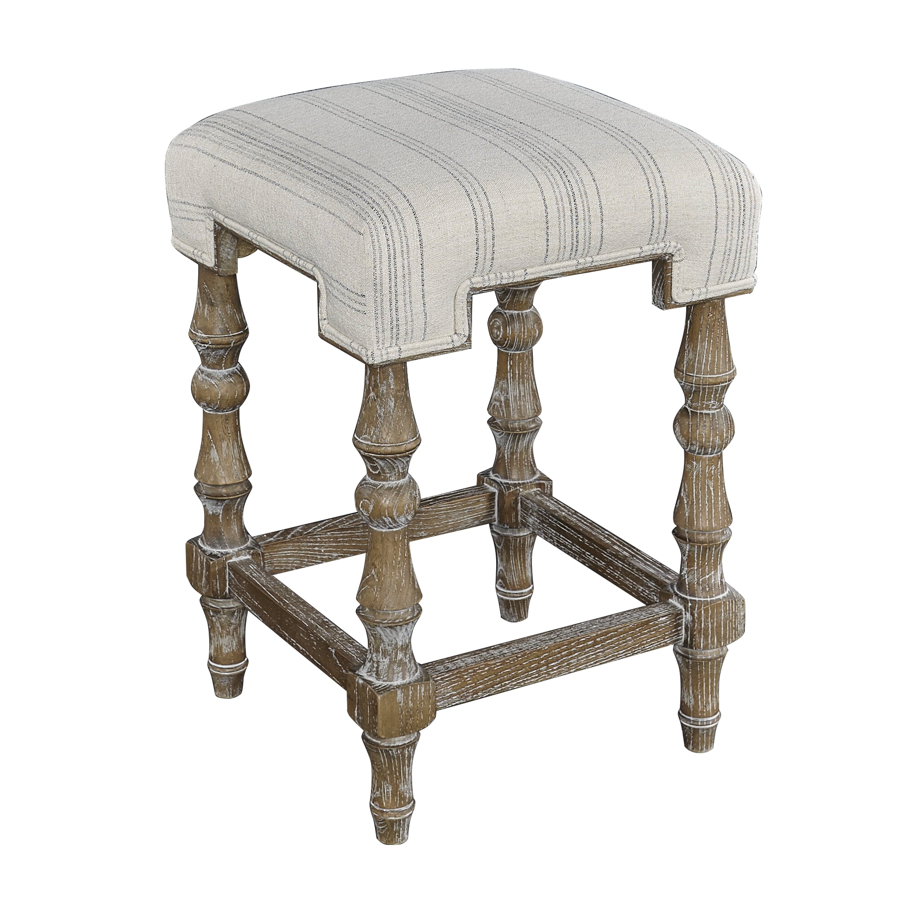 Shelly Striped 25.5" Brown Wooden Backless Counter Stool