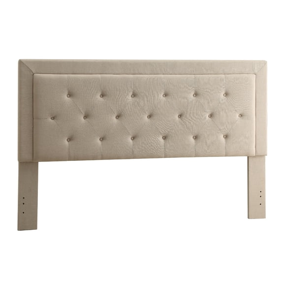Linon Sibley Button Tufted King Headboard, Natural Linen Fabric