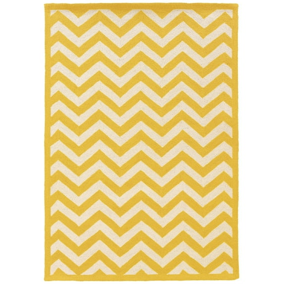Linon Silhouette Hand Hooked Wool 5'x7' Rug in Yellow