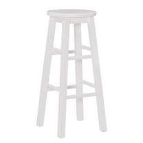 Linon Sims Classic Round 29" Backless Bar Stool in White Rubberwood
