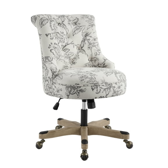 Linon Sinclair High Back Office Chair with Adjustable Height, Tilt and Swivel, Graywash/Gray Floral