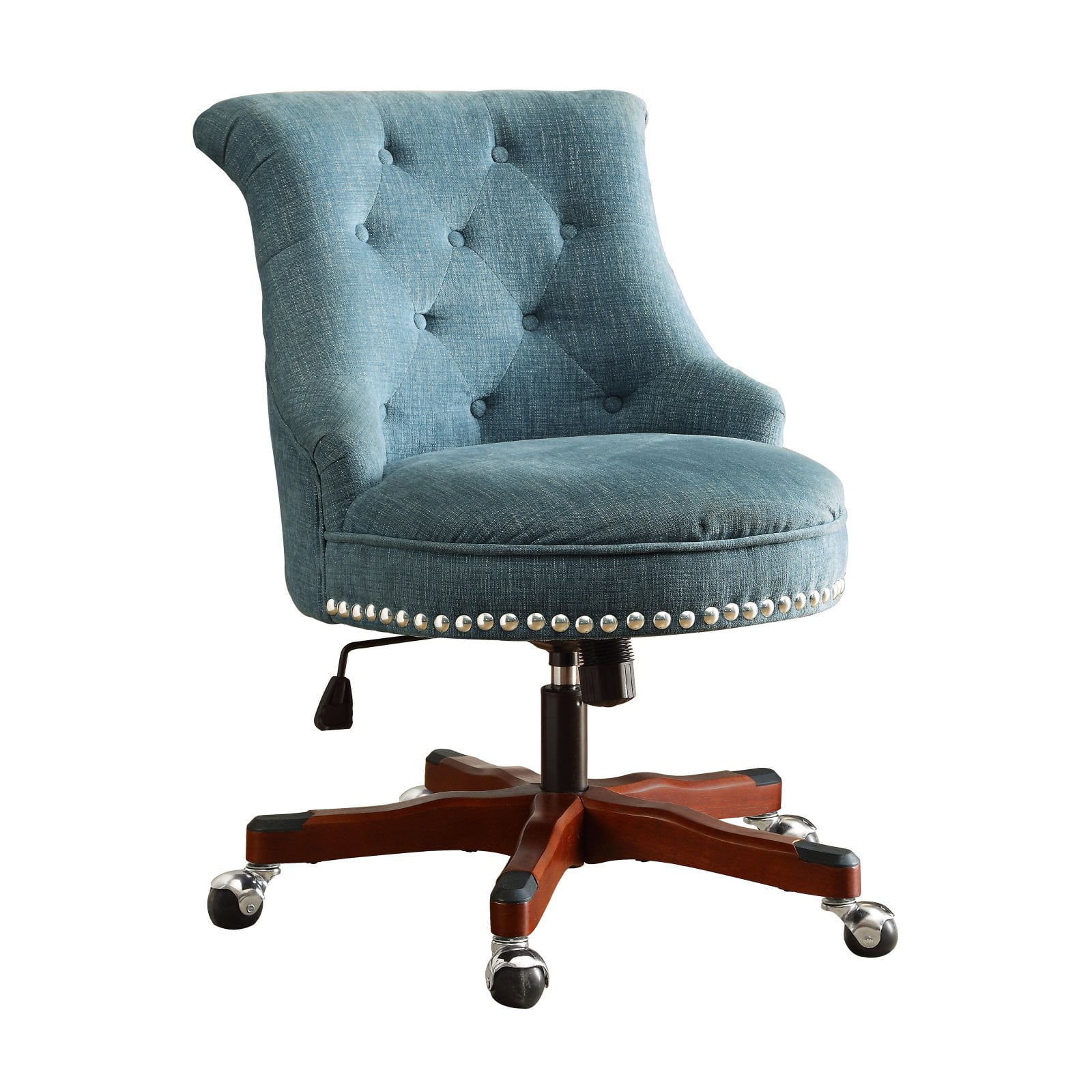 Aqua Charm Ergonomic Armless Swivel Chair with Wood Base