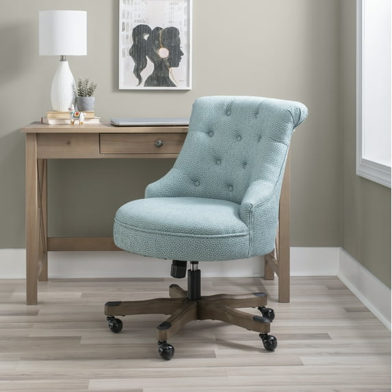 Linon Sinclair High Back Office Chair with Adjustable Height, Tilt and Swivel, Graywash/Light Blue