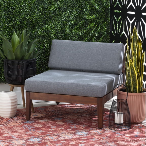 Linon Summerlyn Coastal Acacia Wood Weather-Resistant Sorrell Outdoor Middle Chair, Walnut/Gray