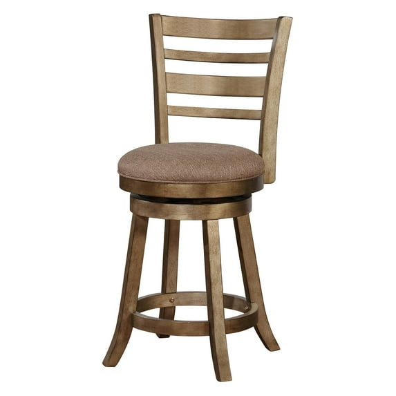 Linon Southern Wood Swivel Counter Stool, Brown, 24 inch Seat Height