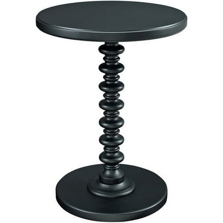 Linon Spectrum 18.5" Round Spindle Accent Table in Black Painted Wood