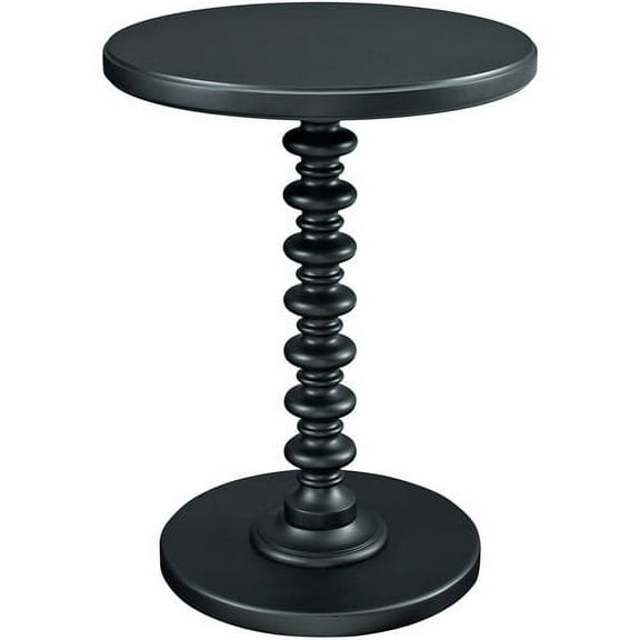Linon Spectrum 18.5" Round Spindle Accent Table in Black Painted Wood