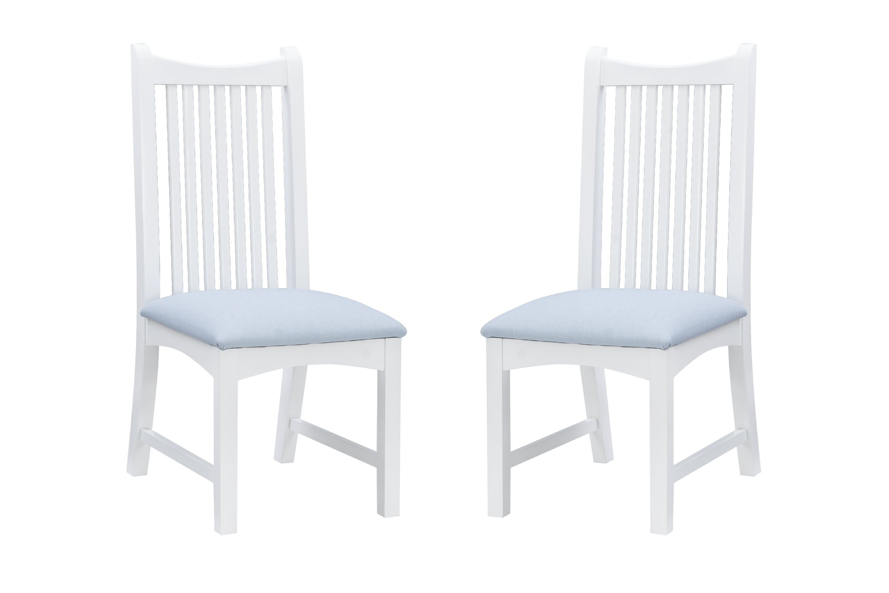 Linon Stanton Dining Chairs, Set of 2, White Finish with Light Blue Fabric