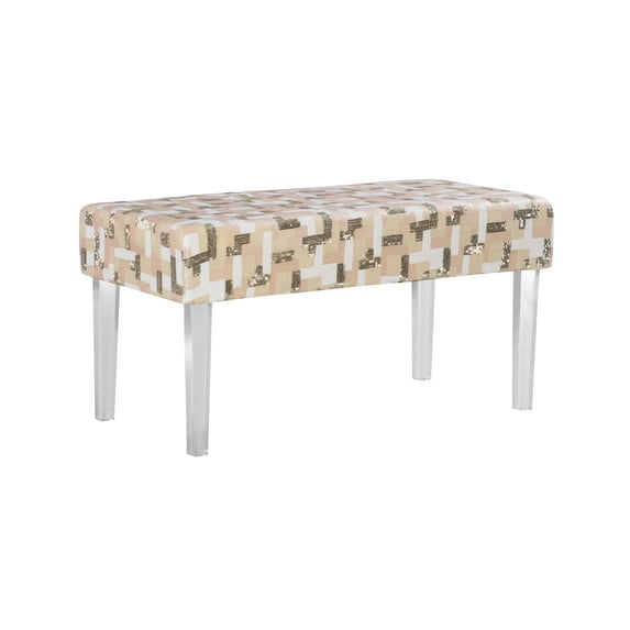 Linon Stella Acrylic Leg Bench, Sequin Colorblock, 18 inch Height
