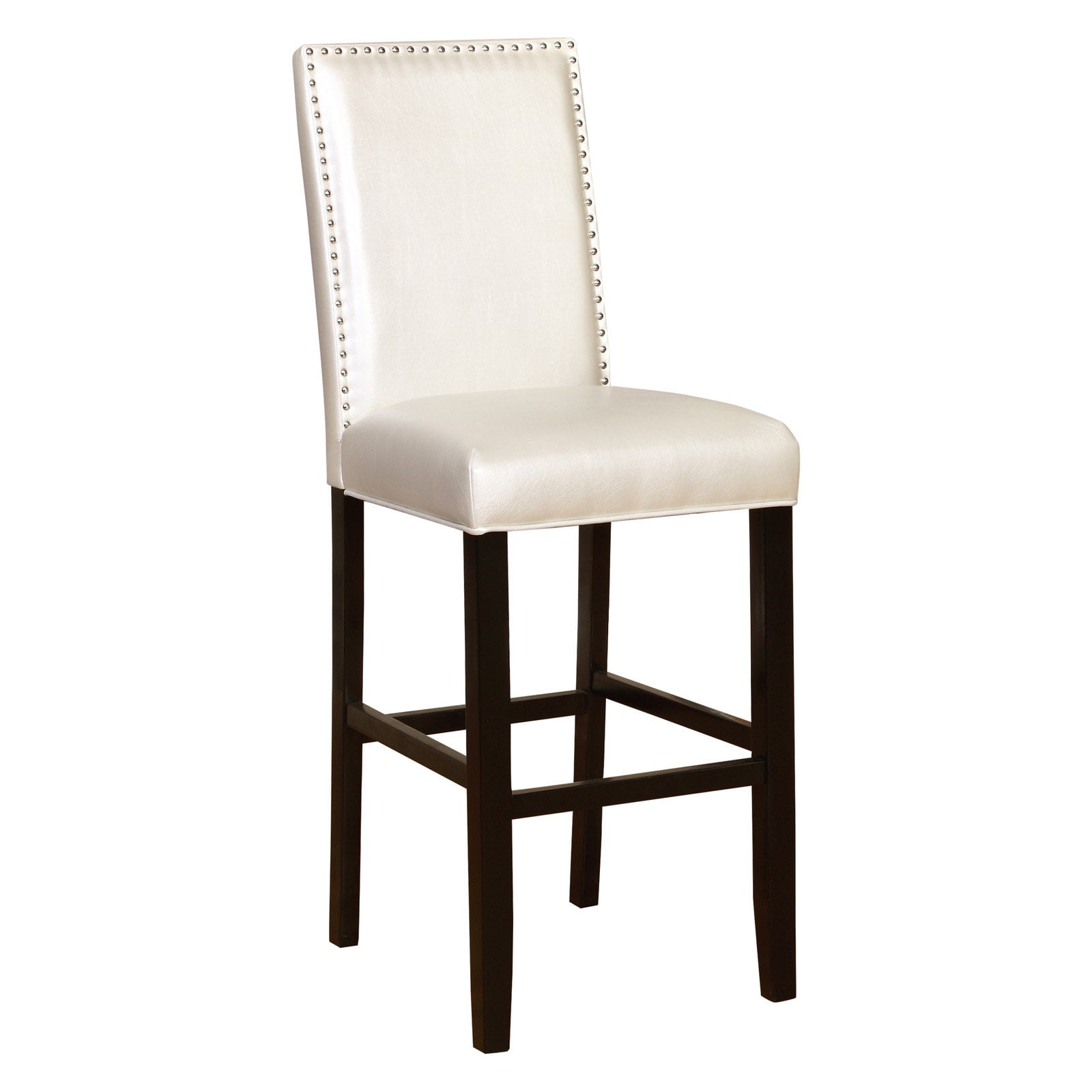 Linon Stewart Faux Leather Bar Stool, 30 inch Seat Height, Pearl