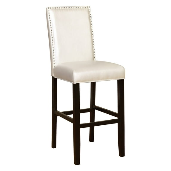 Linon Stewart Faux Leather Bar Stool, 30 inch Seat Height, Pearl