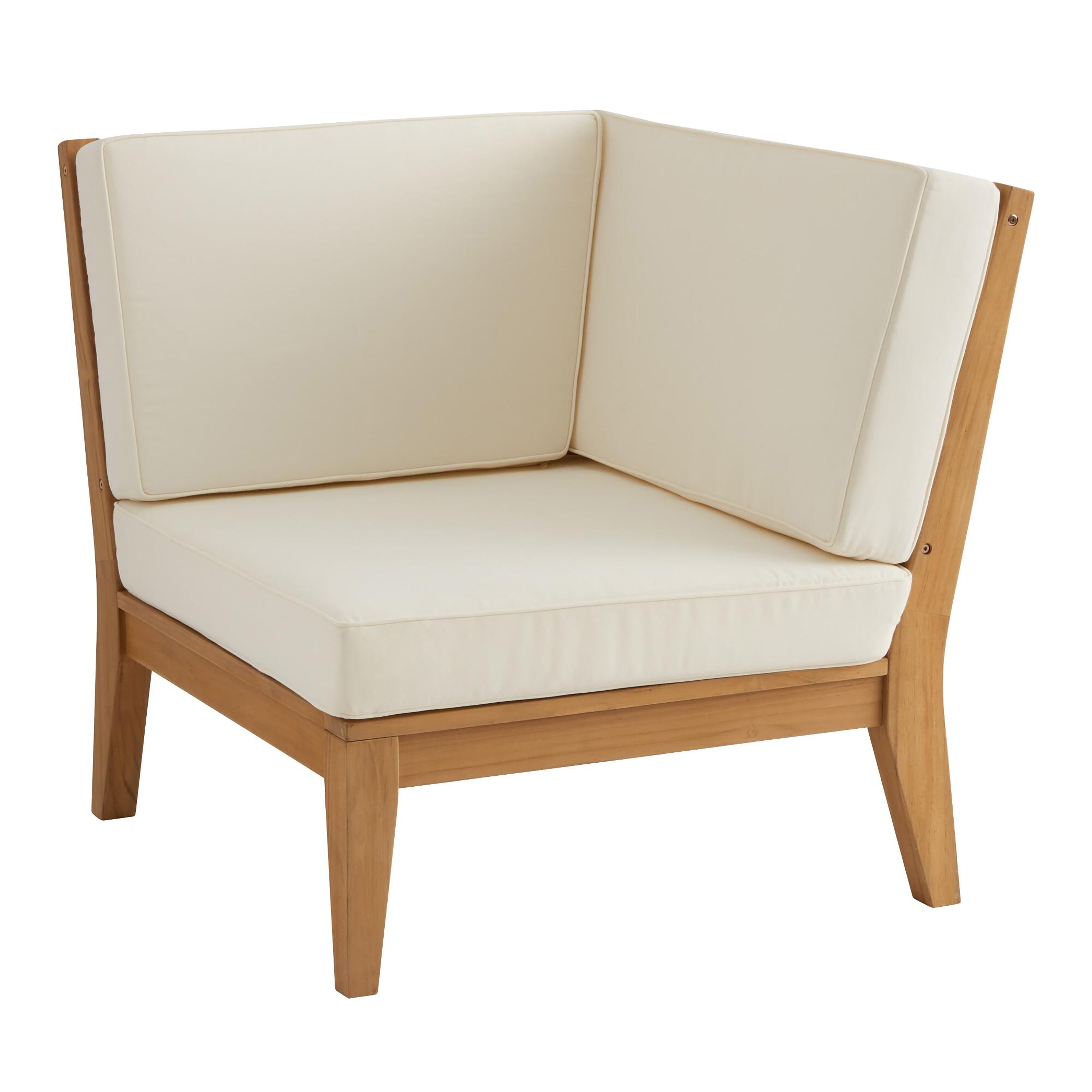 Linon Stonehill Outdoor Corner Chair, Natural/Antique White