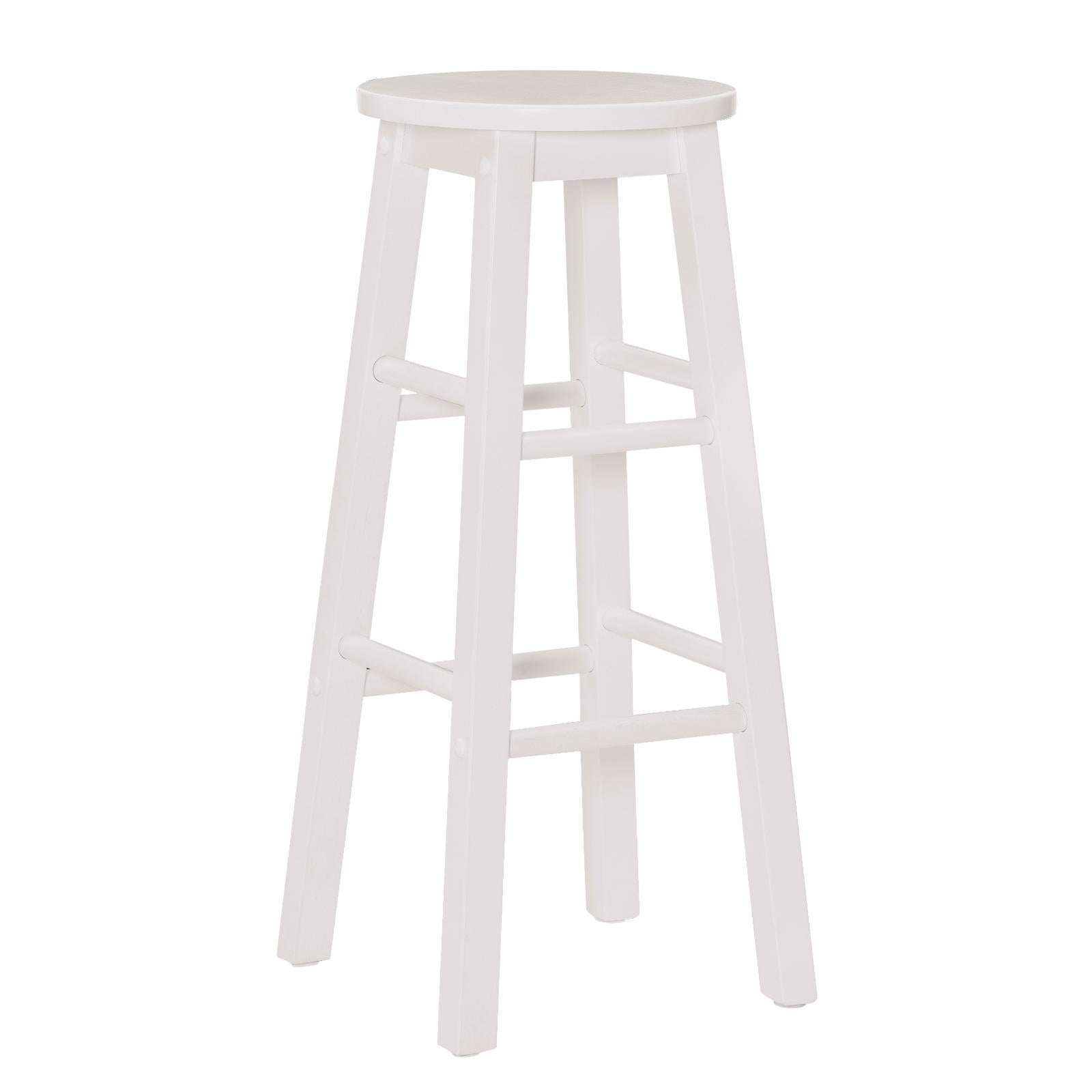 Coastal Cottage 29" Backless Bar Stool in White Solid Rubberwood