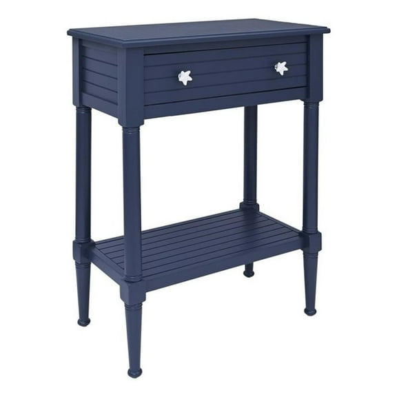 Linon Styers Wood Accent Starfish Coastal Side Table in Navy