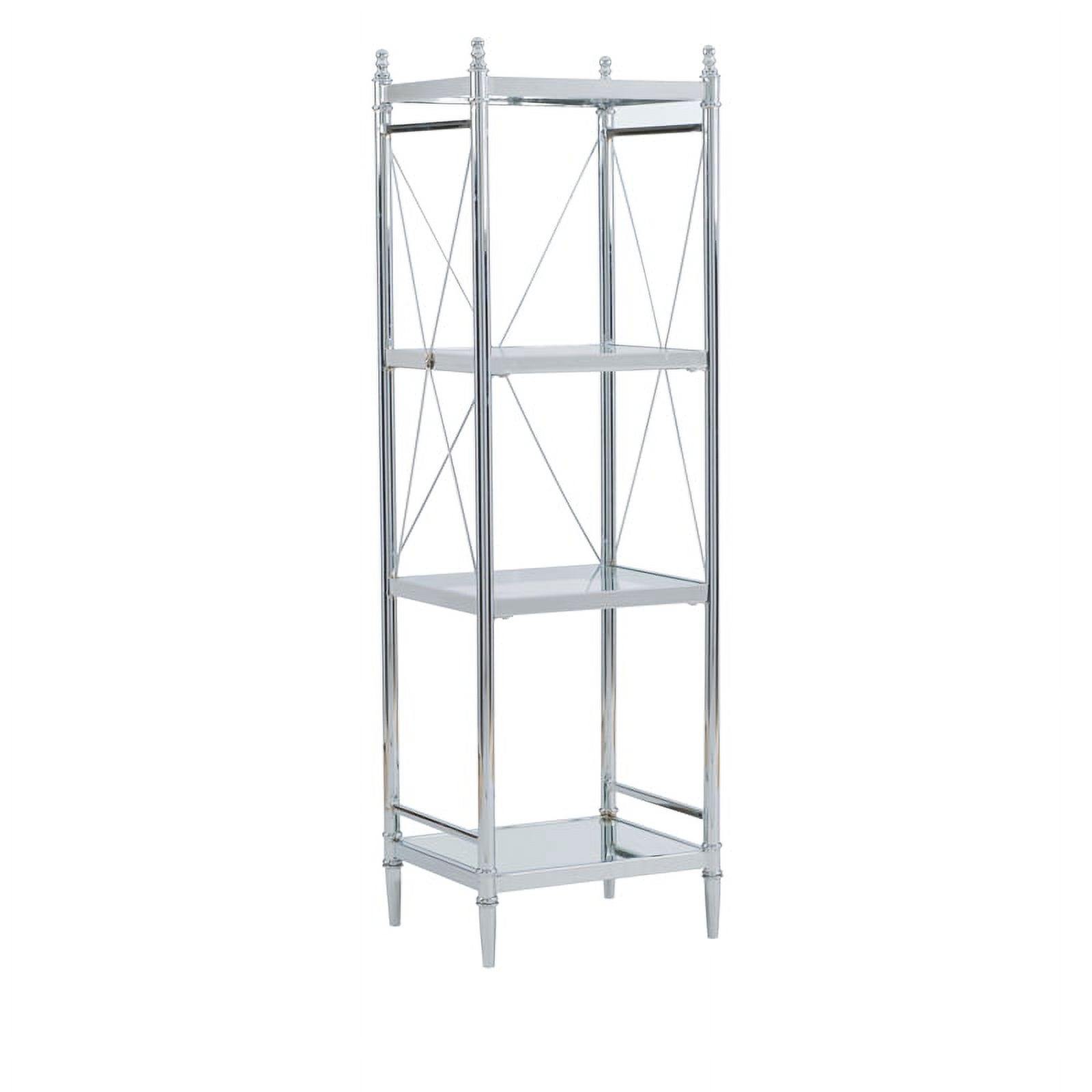 Linon Summit Metal and Glass Four Tier Shelf in Chrome
