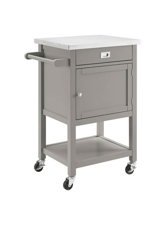 Linon Sydney Apartment Cart with Stainless Steel Top, 36 inches tall, Multiple Colors
