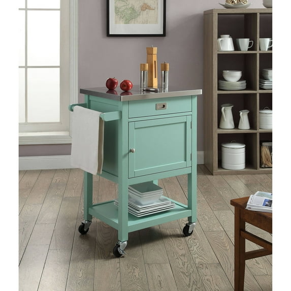 Linon Sydney Apartment Cart with Stainless Steel Top, 36 inches tall, Multiple Colors