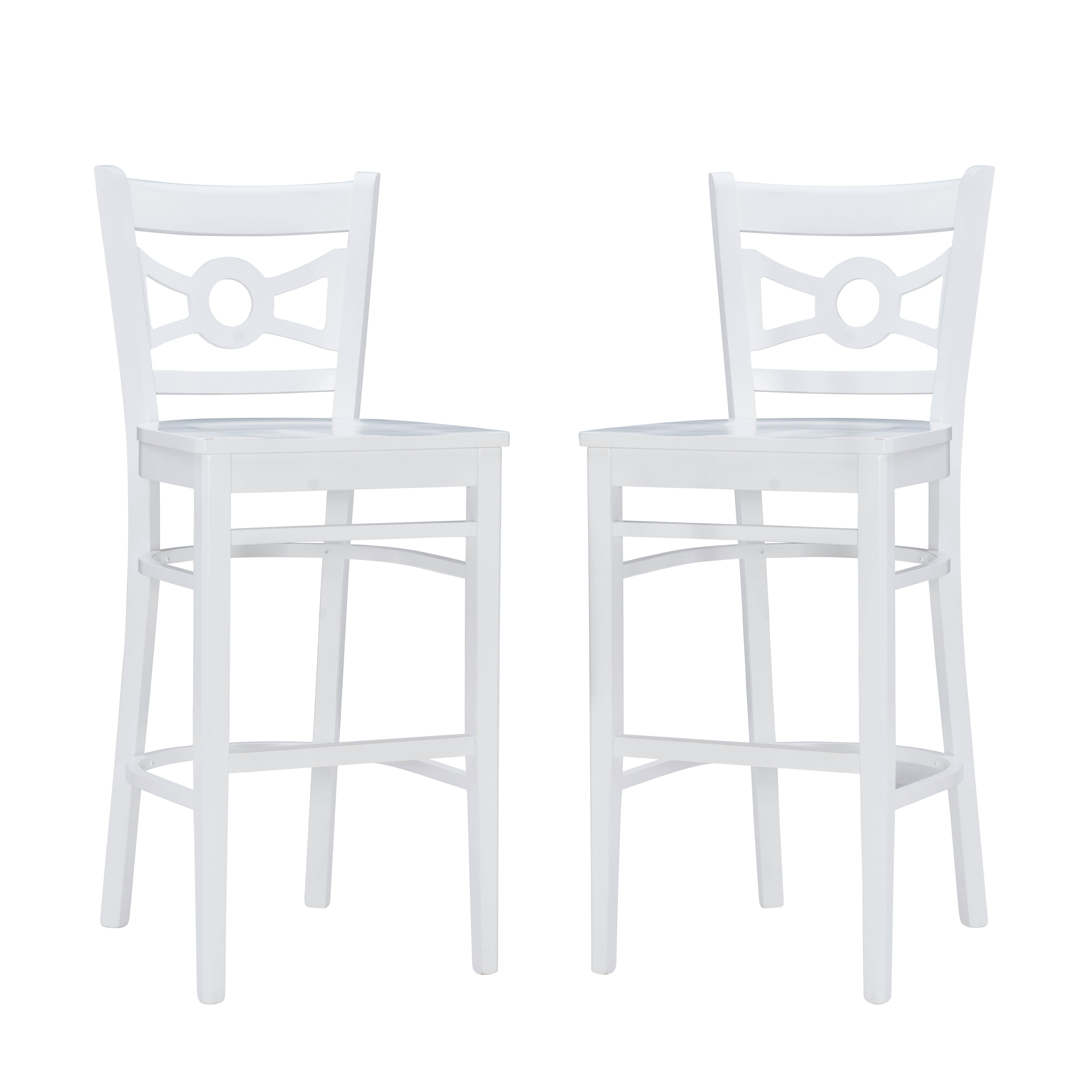 Linon Tabitha 30" Mid Back Barstools, Set of 2, White