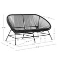 thumbnail image 1 of Linon Tallie Outdoor Loveseat Handwoven Wicker Roping Steel Frame in Black, 1 of 9