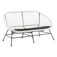 thumbnail image 1 of Linon Tallie Outdoor Loveseat Handwoven Wicker Roping Steel Frame in White, 1 of 10