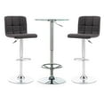 thumbnail image 1 of Linon Tate Three Piece Adjustable Pub Table Set in Chrome/Brown Faux Leather, 1 of 11