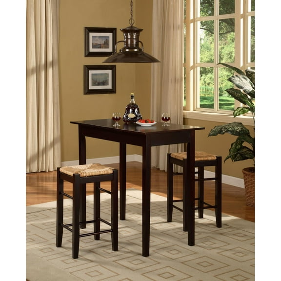 Linon 3-Piece Casual Dining Tavern Set, 24.85" Seat Height, Espresso Finish