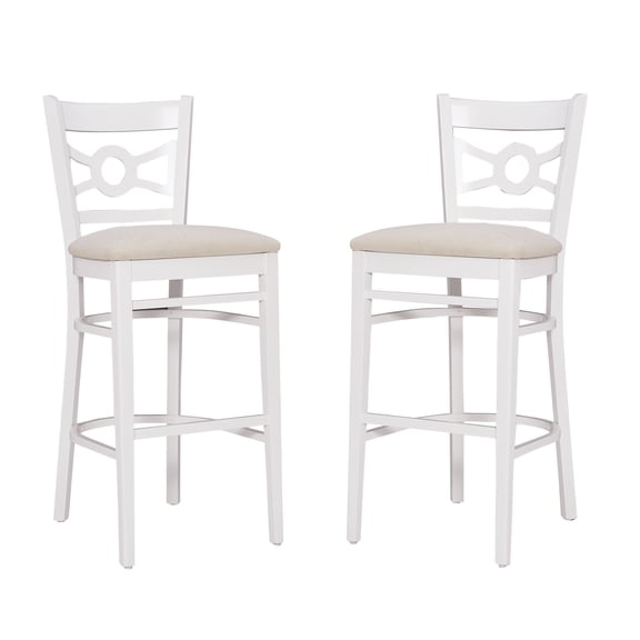 Linon Teresa 31" Indoor Wood Bar Stool, Set of 2, White/Light Gray