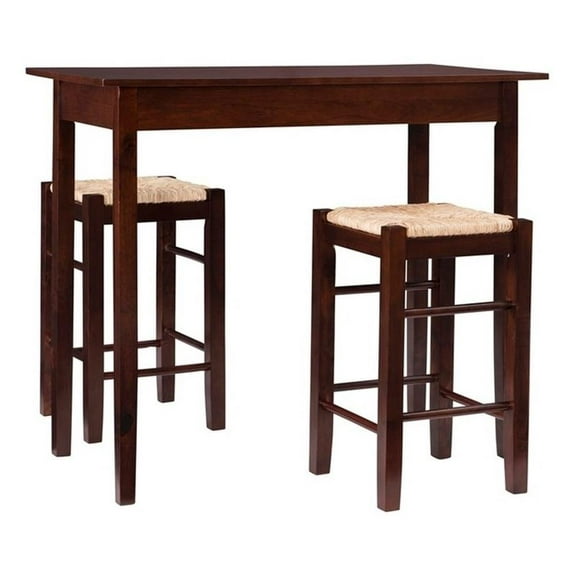 Linon Three Piece Wood Tavern Dining Set in Espresso Brown