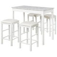 thumbnail image 1 of Linon Tifton Five Piece Wood Faux Marble Tavern Set in White, 1 of 6