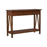 Linon Titian 42" Wide 2-Drawer Compact Console Table, Antique Tobacco Finish