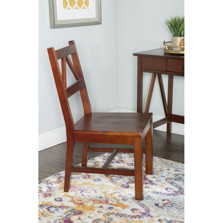 Linon Titian Solid Pine Wood Dining Chair in Tobacco Brown