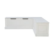 Linon Tobin Casual Wood Corner Dining Breakfast Nook Bench with Storage, White