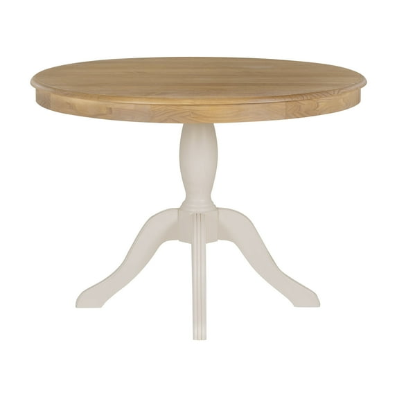 Linon Tobin Pedestal Dining Table, Natural and White