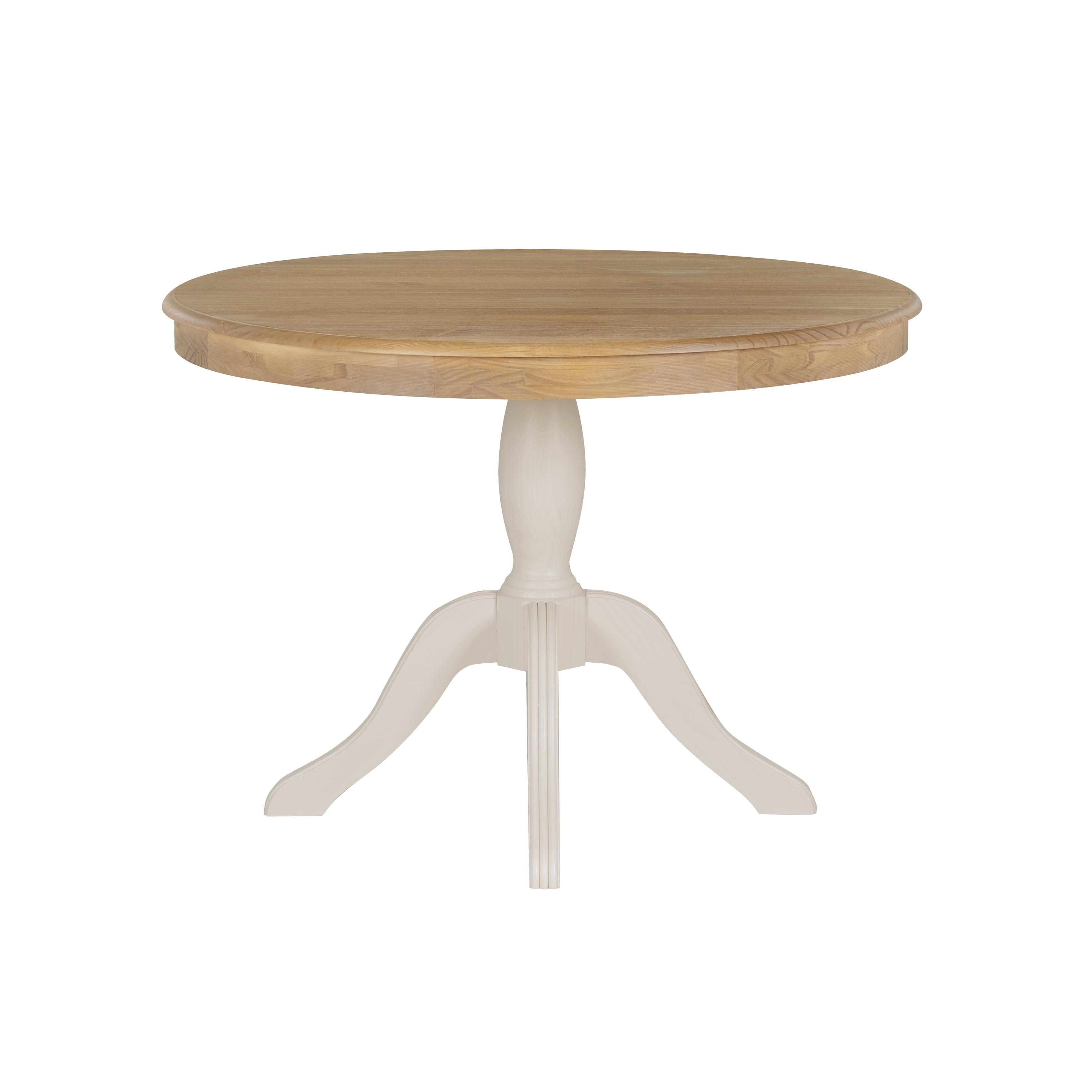 Round White and Natural Wood Farmhouse Dining Table