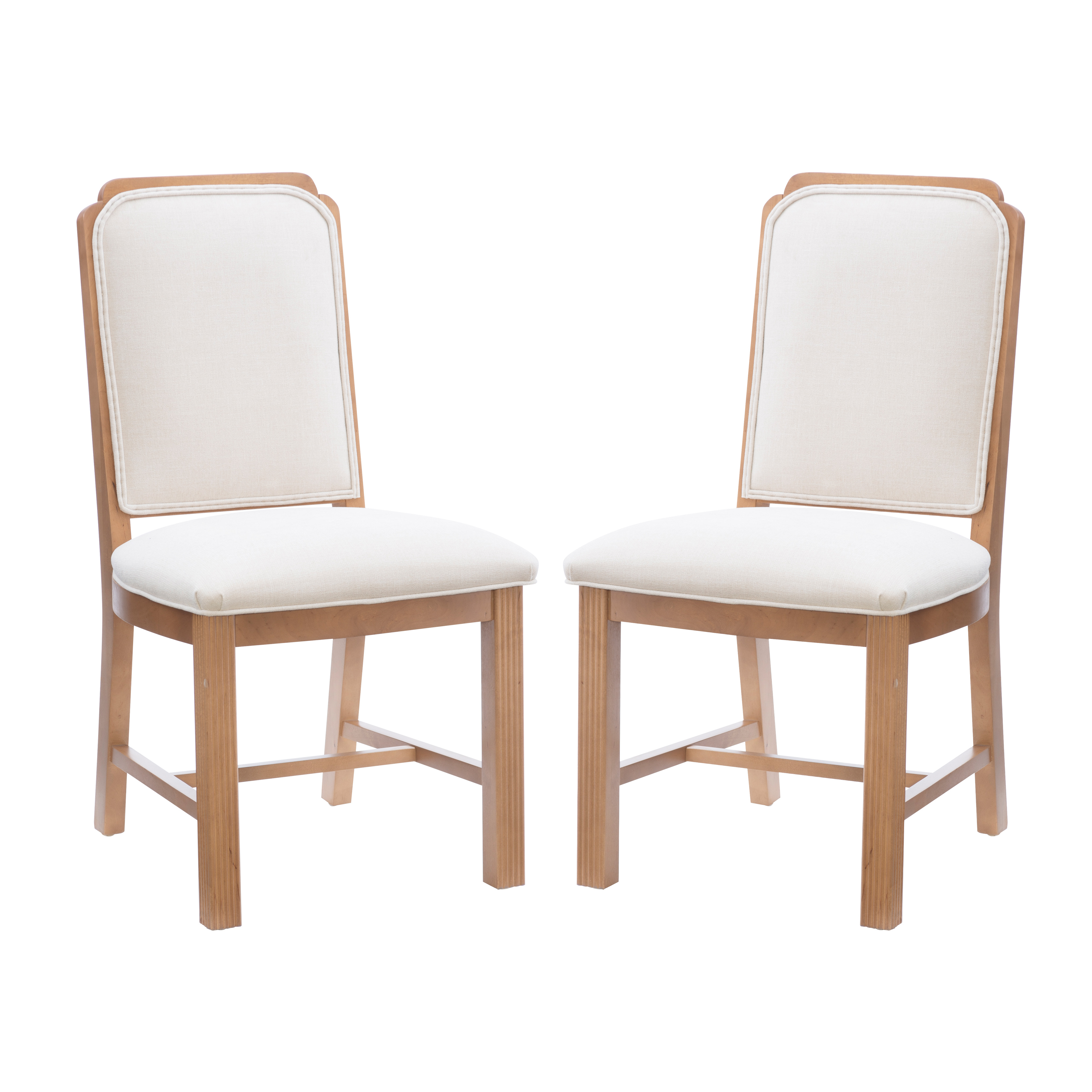 Linon Tonetta Set of 2 Brown/Gray Dining Chairs with Cushioned Seat and Solid Beech Wood Construction