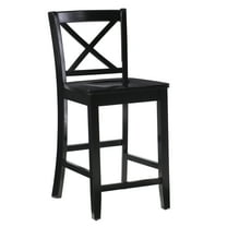 Linon Torino 24" Cross-Back Indoor Wood Counter Stool, Black