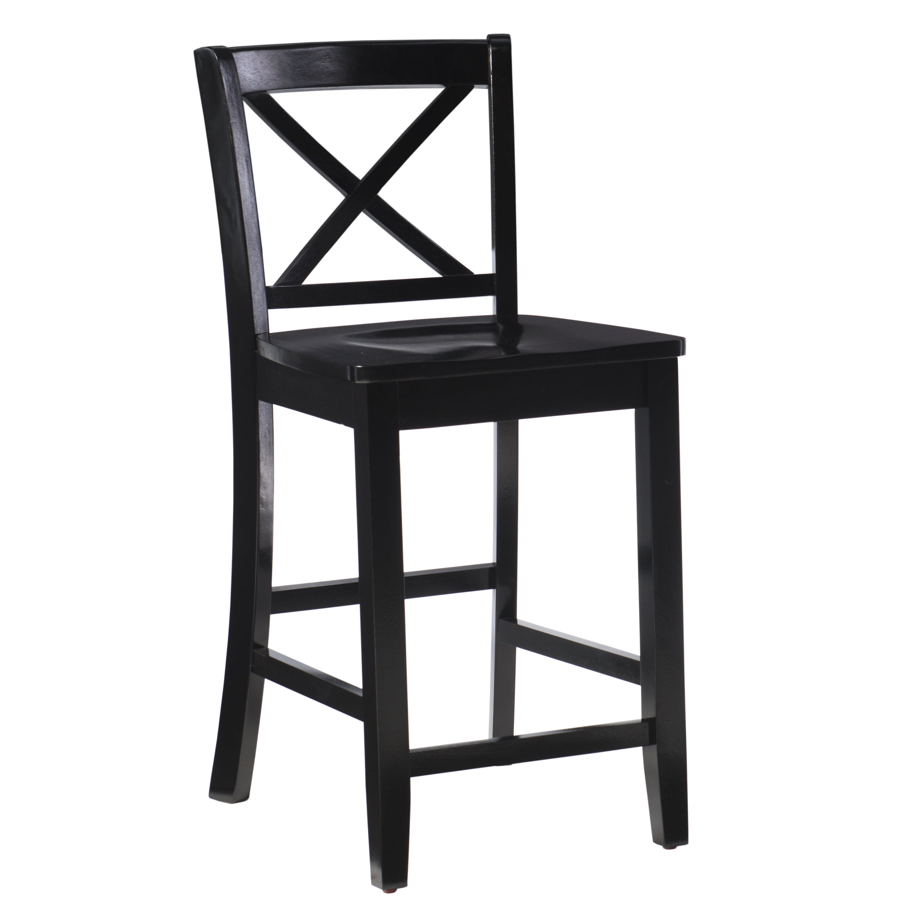 24" Black Mahogany Wood X-Back Counter Stool