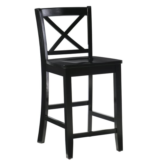 Linon Torino 24" Indoor Wood X Back Counter Stool, Black