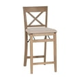 thumbnail image 1 of Linon Torino 24" Mid Back Indoor Cross Back Folding Wood Counter Stool, Graywash/Beige, 1 of 9